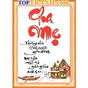 Tranh thêu chữ thập cha mẹ